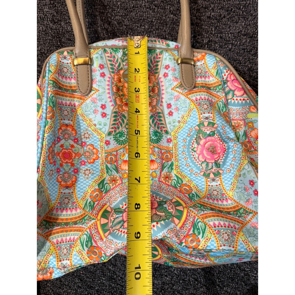 Oilily Multicolor Floral Paisley Shoulder Bag with Tan Handles - Picture 12 of 13